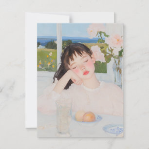 Carte postale vintage Girl Portrait Watercolor Art