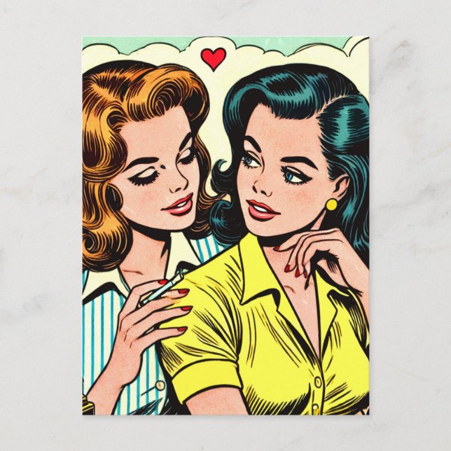 Carte Postale Vintage Girls Romance (Devant)