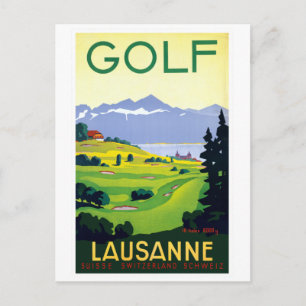 Carte Postale Vintage Golf Lausanne Suisse Travel