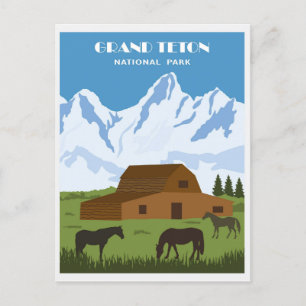 Carte Postale Vintage Grand Teton National Park Wyoming Travel