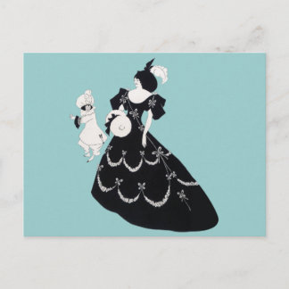 Carte Postale Vintage Graphisme Bold Aubrey Beardsley Femme Homm