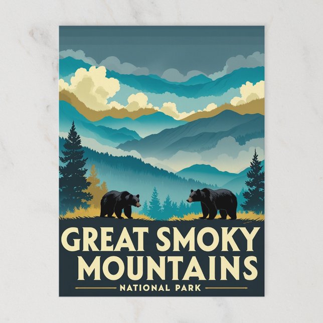 Carte Postale Vintage Great Smotains Mountains Ours (Créateur téléchargé)