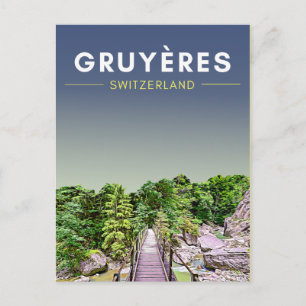 Carte Postale Vintage Gruyeres Switzerland Travel