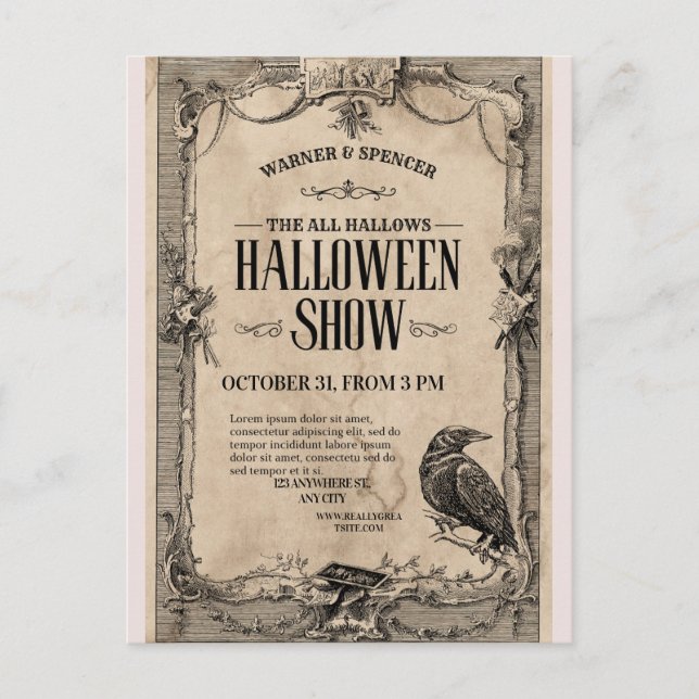 Carte Postale Vintage Halloween Invitation🎃🏴‍☠️ (Devant)