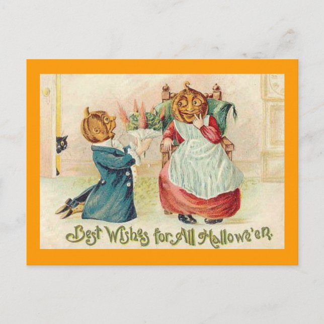 Carte Postale Vintage Halloween Jack oLantern Couple (Devant)