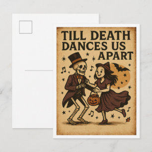 Carte Postale Vintage Halloween Jusqu'à ce que la mort nous sépa