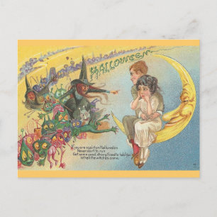Carte Postale Vintage Halloween sorcières Goblins