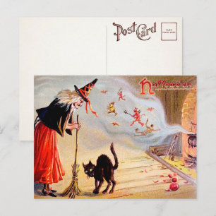 Carte postale vintage Halloween Witch