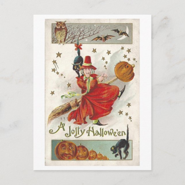 Carte postale vintage Halloween Witch (Devant)