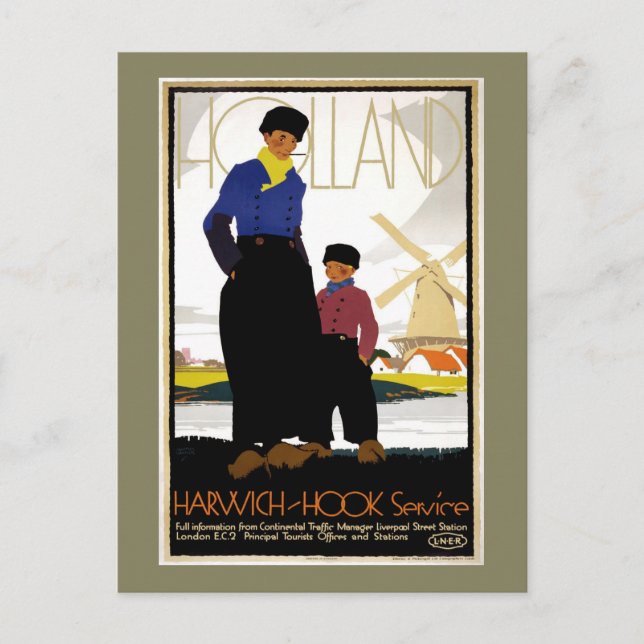 Carte Postale Vintage Harwich-Hook Travel (Devant)
