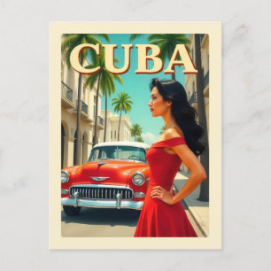 Carte Postale Vintage Havana Cuba Classic Car Retro Voyage