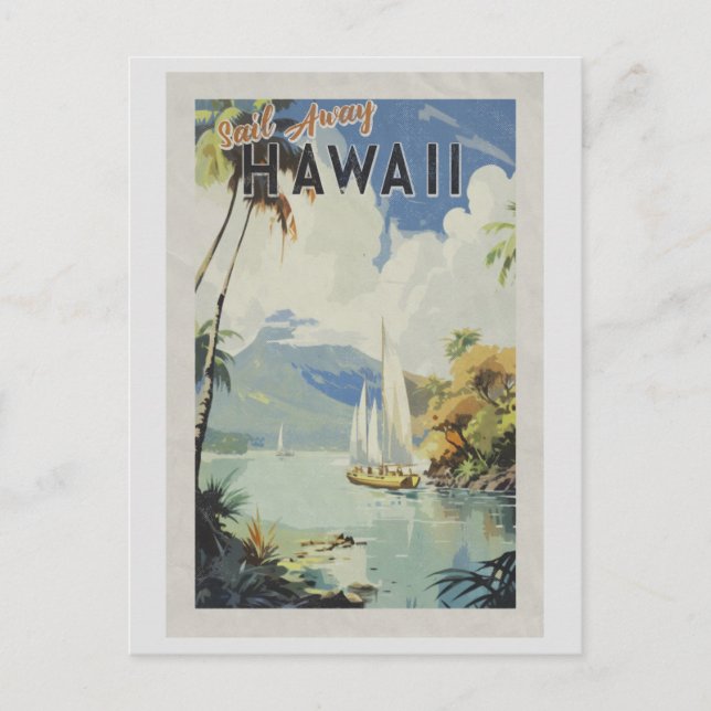 Carte Postale Vintage Hawaii Retro Voyage Voile Ailleurs (Devant)
