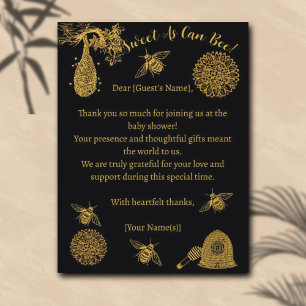 Carte Postale Vintage Honey Bumblebee Baby shower noir