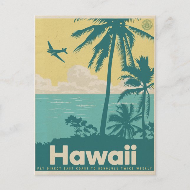 Carte postale vintage Honolulu Aviation Travel (Devant)
