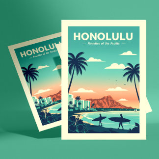 Carte Postale Vintage Honolulu Hawaii