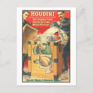 Carte Postale Vintage Houdini Mystère de l'eau publicité