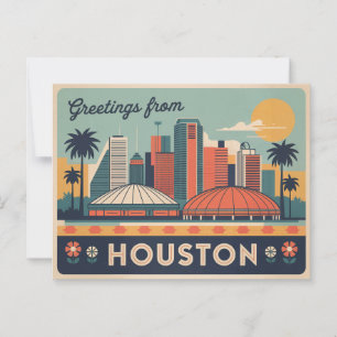 Carte postale vintage Houston Salutations de Hou