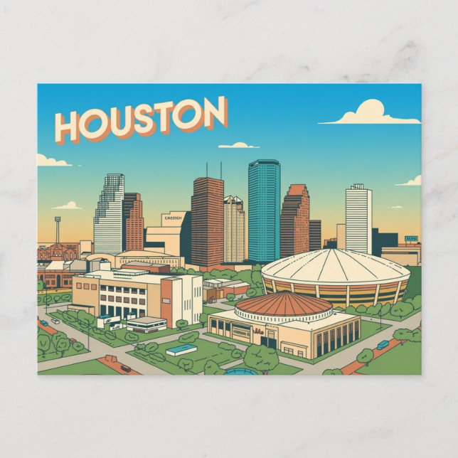 Carte postale vintage Houston | Salutations de Hou (Devant)
