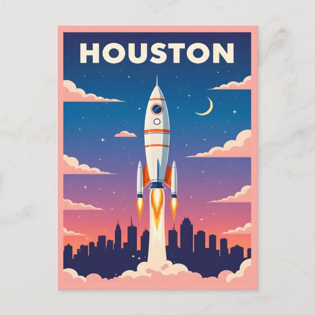 Carte Postale Vintage Houston Space City (Devant)