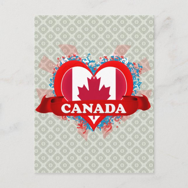 Carte Postale Vintage I Love Canada (Devant)