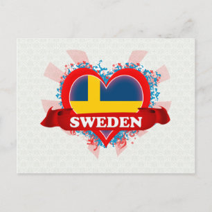 Carte Postale Vintage I Love Suède