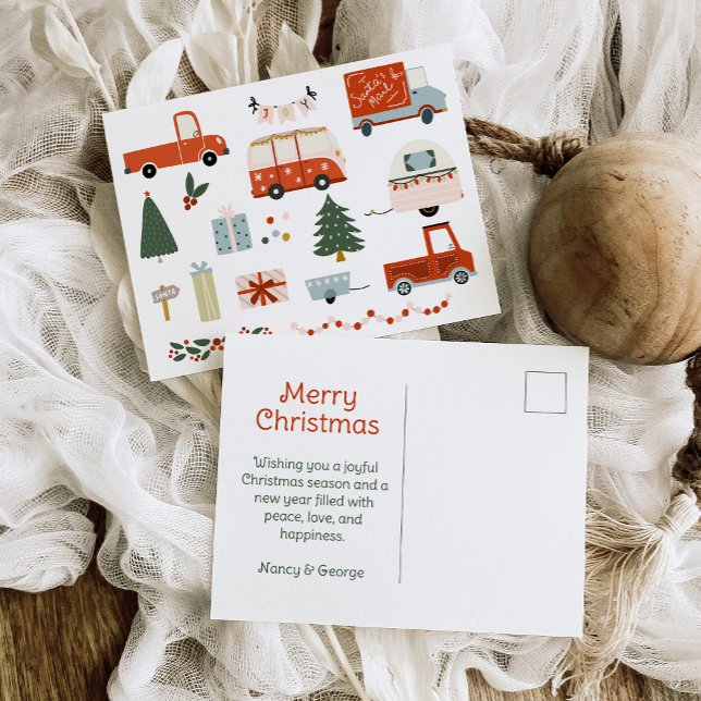 Carte Postale Vintage Illustration Merry Christmas Holiday (Créateur téléchargé)