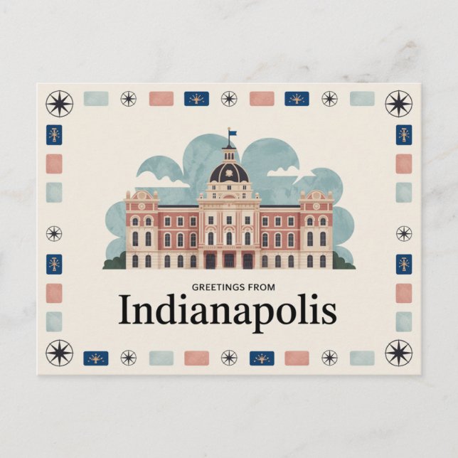 Carte postale vintage Indianapolis | Salutations d (Devant)