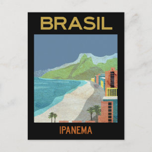 Carte Postale Vintage Ipanema Brésil Beach Travel
