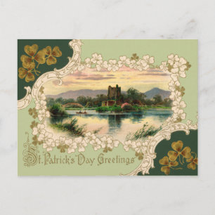 Carte Postale Vintage Irish Castle St. Patrick's Day