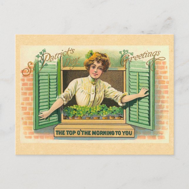 Carte Postale Vintage Irish Top o' the Morning Postcard (Devant)