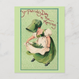 Carte Postale Vintage irlandaise ramasseuse Shamrock
