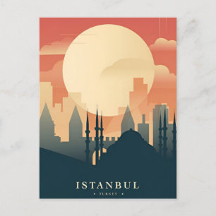 Carte Postale Vintage istanbul Tower Turquie Aquarelle de voyage