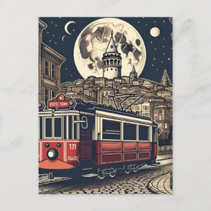 Carte Postale Vintage istanbul Tower Turquie Aquarelle de voyage