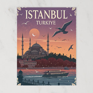 Carte Postale Vintage Istanbul Turquie coucher de soleil
