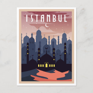 Carte Postale Vintage Istanbul Turquie Crescent du paysage urbai