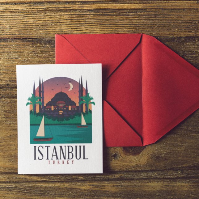 Carte Postale Vintage Istanbul Turquie Skyline (Classic Vintage Istanbul Turkey Skyline Postcard)