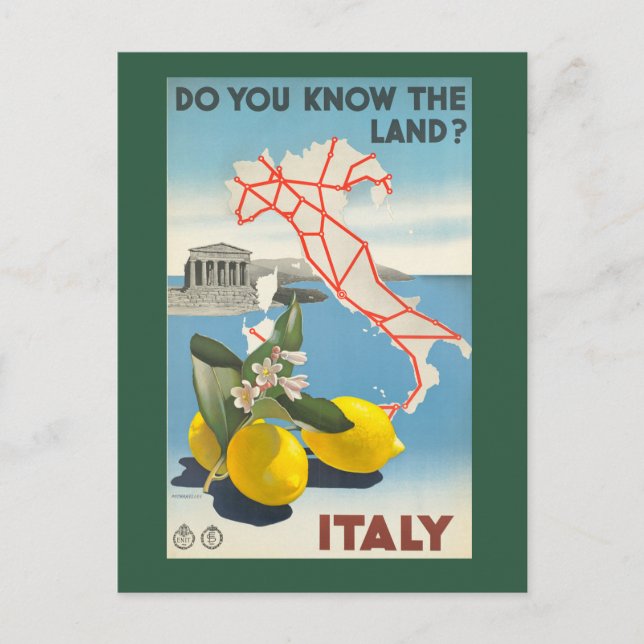 Carte postale vintage Italie Travel (Devant)
