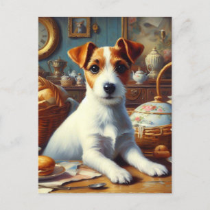 Carte Postale Vintage Jack Russell Terrier Peinture
