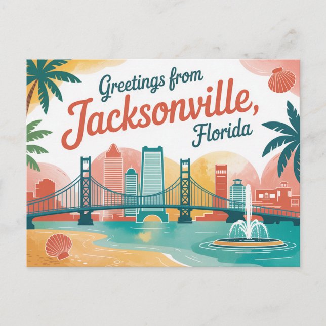 Carte postale vintage Jacksonville | Salutations d (Devant)