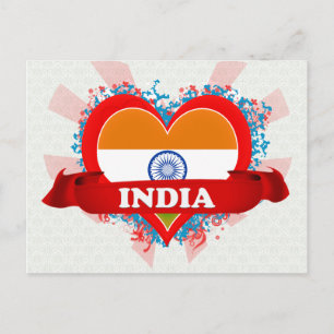 Carte Postale Vintage J'aime l'Inde