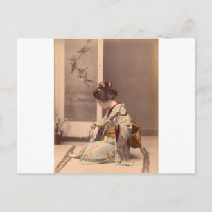 Carte Postale Vintage Japanese geisha playing the shamisen