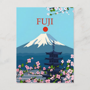 Carte Postale Vintage Japon Fuji Voyage aquarelle Asie