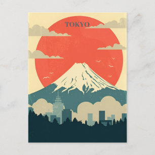 Carte Postale Vintage Japon tokyo Voyage aquarelle Asie
