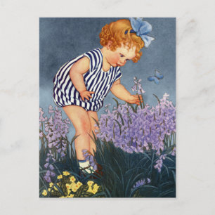 CARTE POSTALE VINTAGE "JARDIN D'ÉTÉ DE BÉBÉ"
