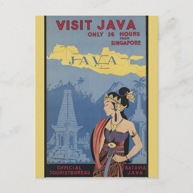 Carte Postale Vintage Java Indonésie Voyage (Devant)