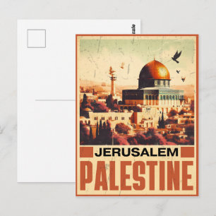Carte Postale Vintage Jérusalem Mosquée Al-Aqsa Dôme du Rocher