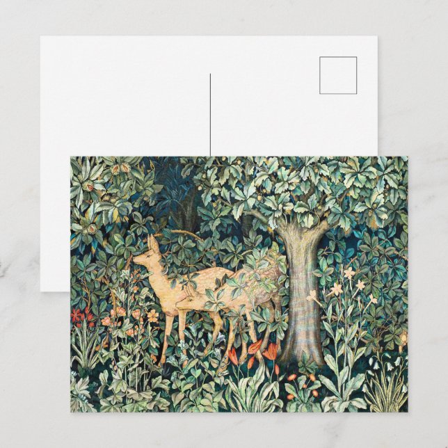 Carte Postale Vintage John Dearle "Verdure"- Fleur d'arbre & Cer (Devant / Derrière)