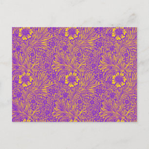 Carte Postale Vintage joli motif fleuri jaune violet