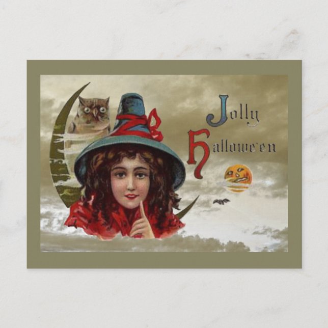 Carte postale vintage Jolly Halloween Witch (Devant)
