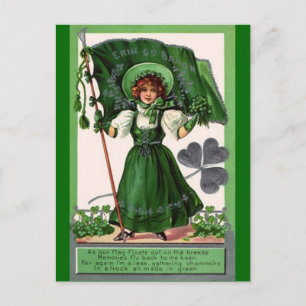 Carte Postale Vintage - Jour de la Saint Patrick - Femme et Sham